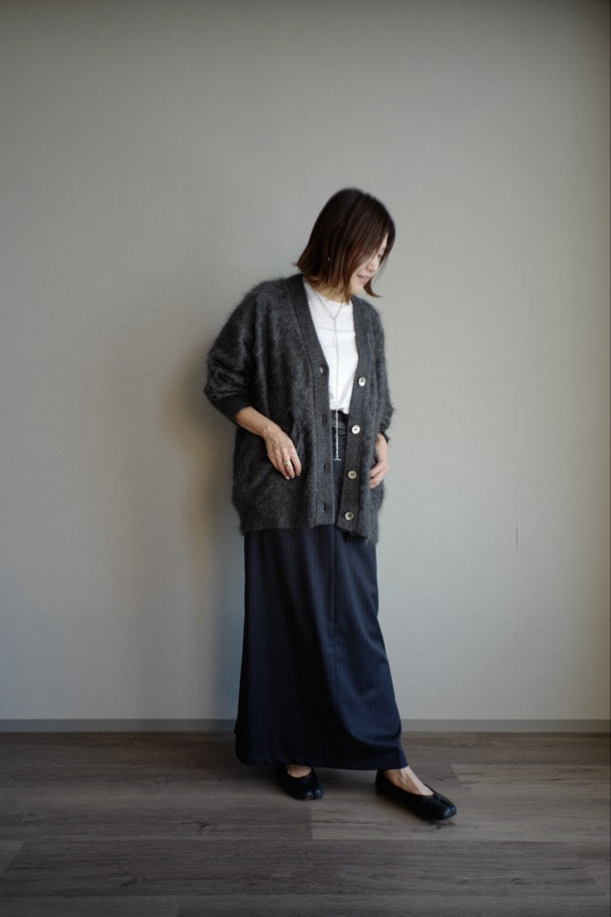 ファーカシミヤカーディガン ミディアムグレー