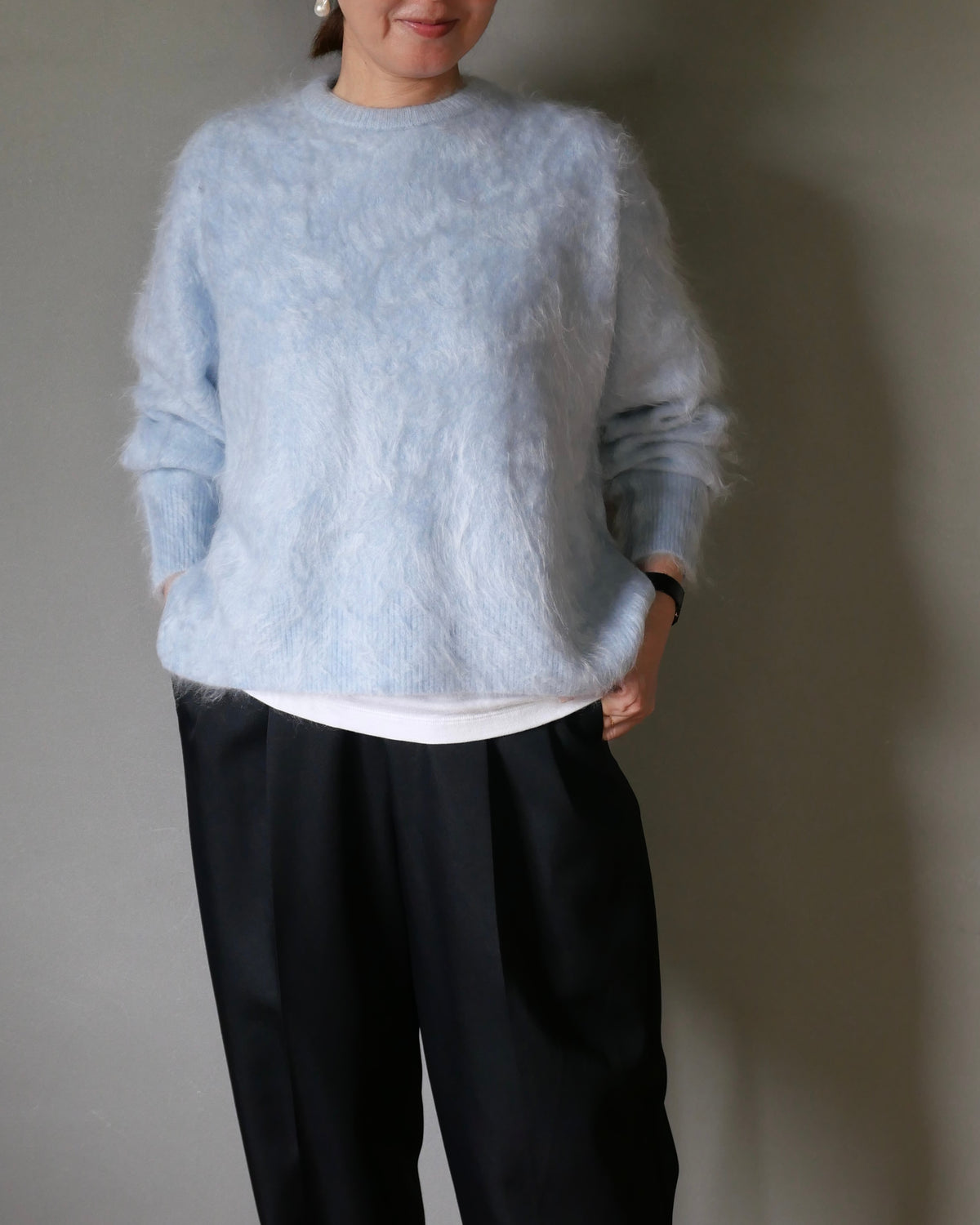 ファーカシミヤプルオーバー　ブルー
