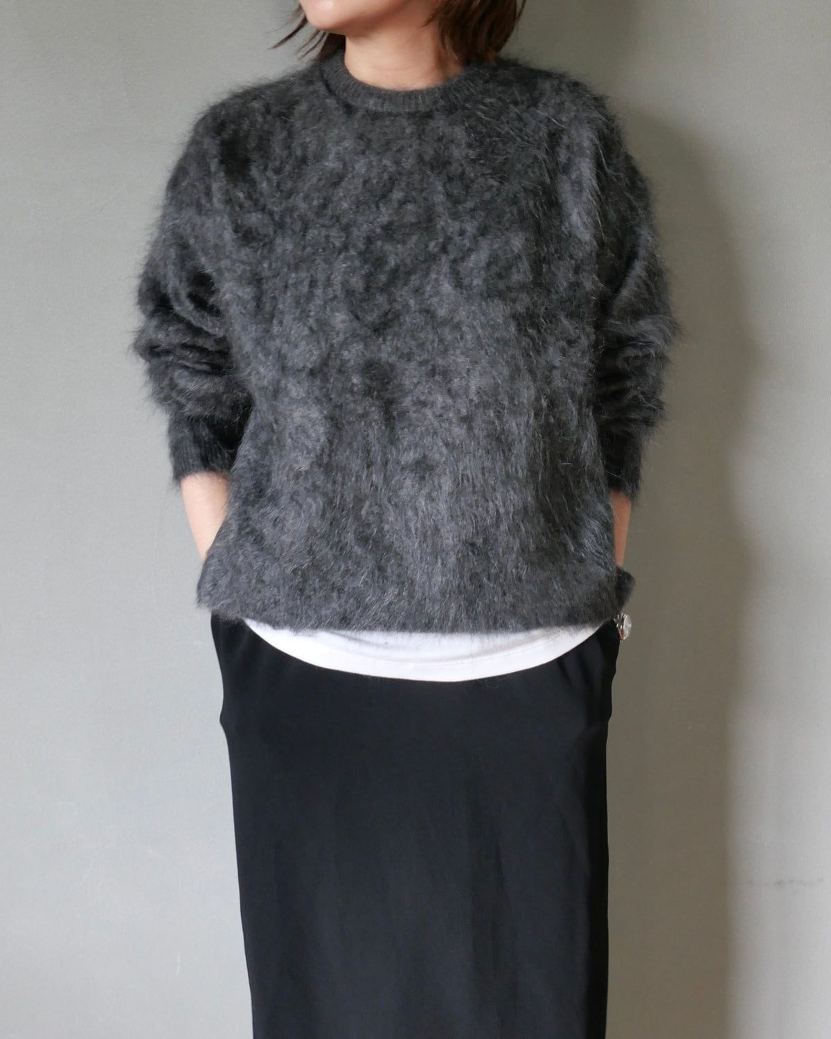 ファーカシミヤプルオーバー　グレー