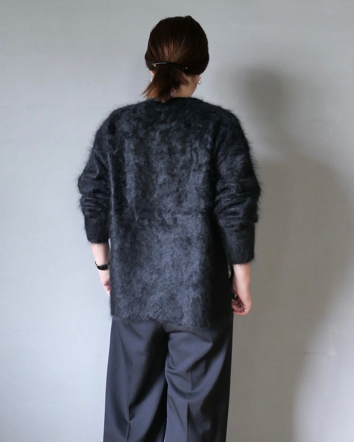 ファーカシミヤプルオーバー　ブラック