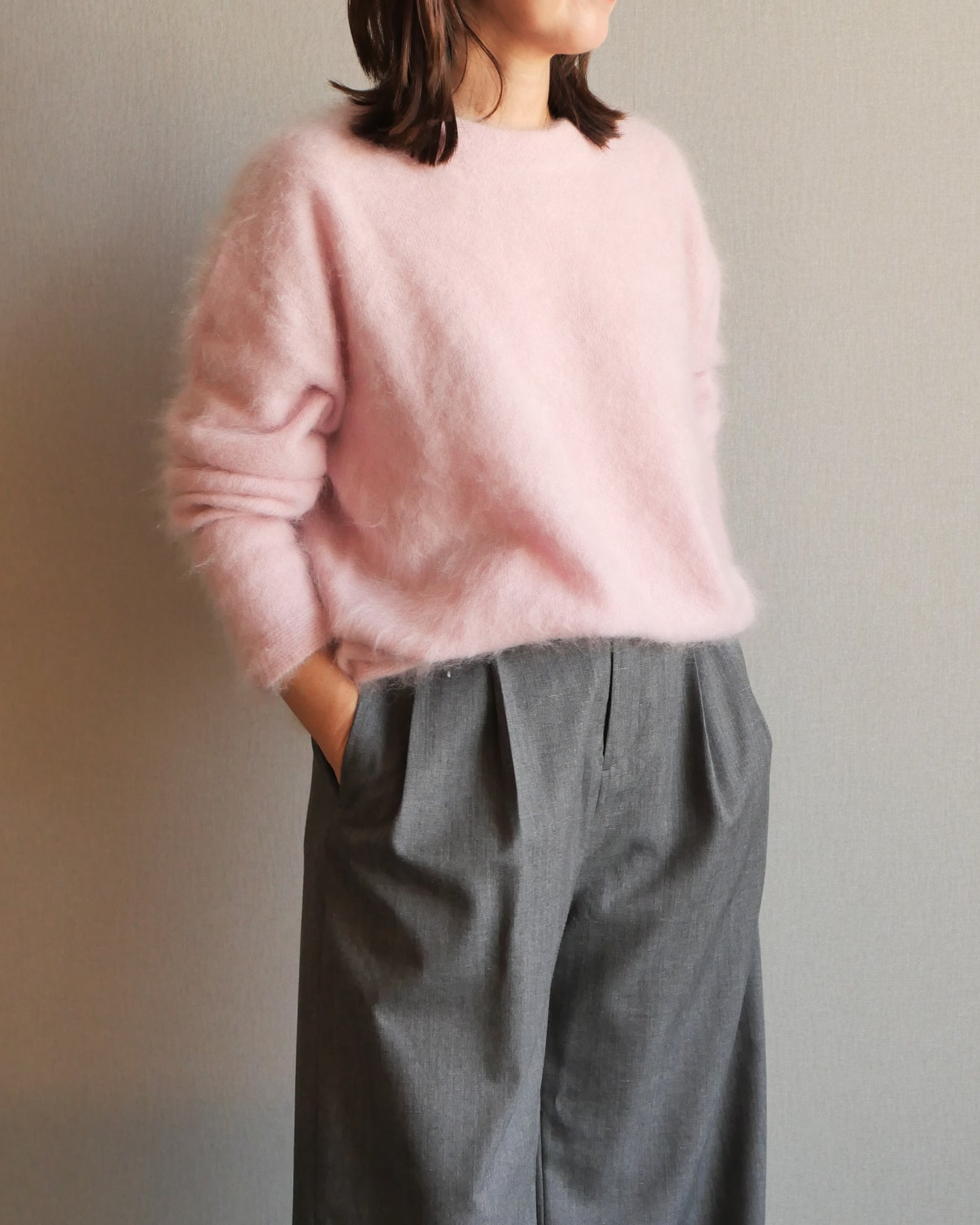 ファーカシミヤ2WAYカーディガン　ピンク