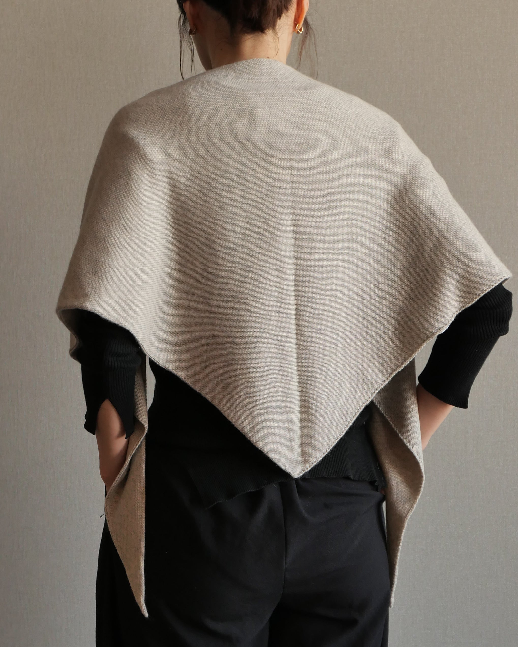 カシミヤショール【starry】ライトグレー/ハンドメイド/軽量 カシミヤ