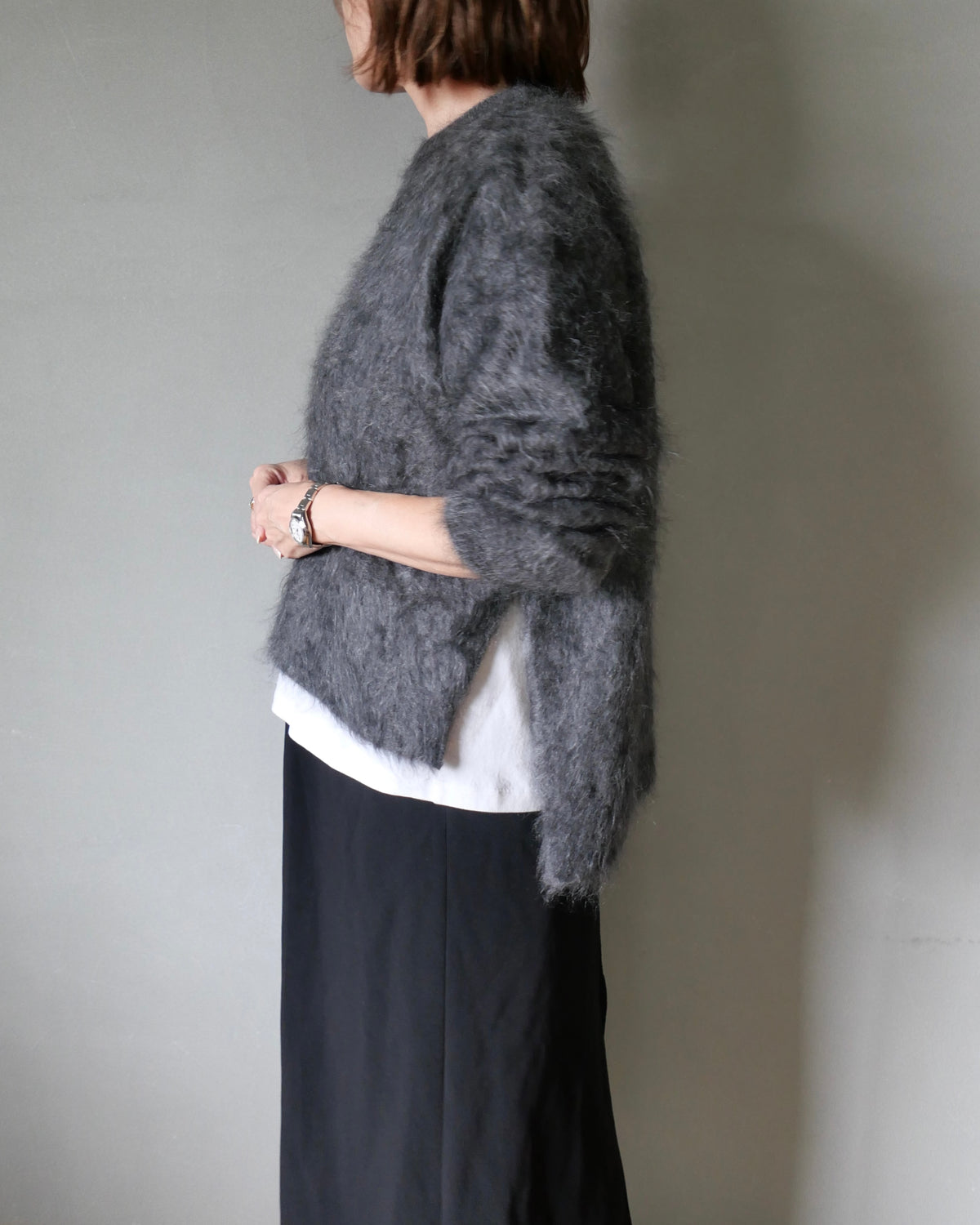 ファーカシミヤプルオーバー　グレー